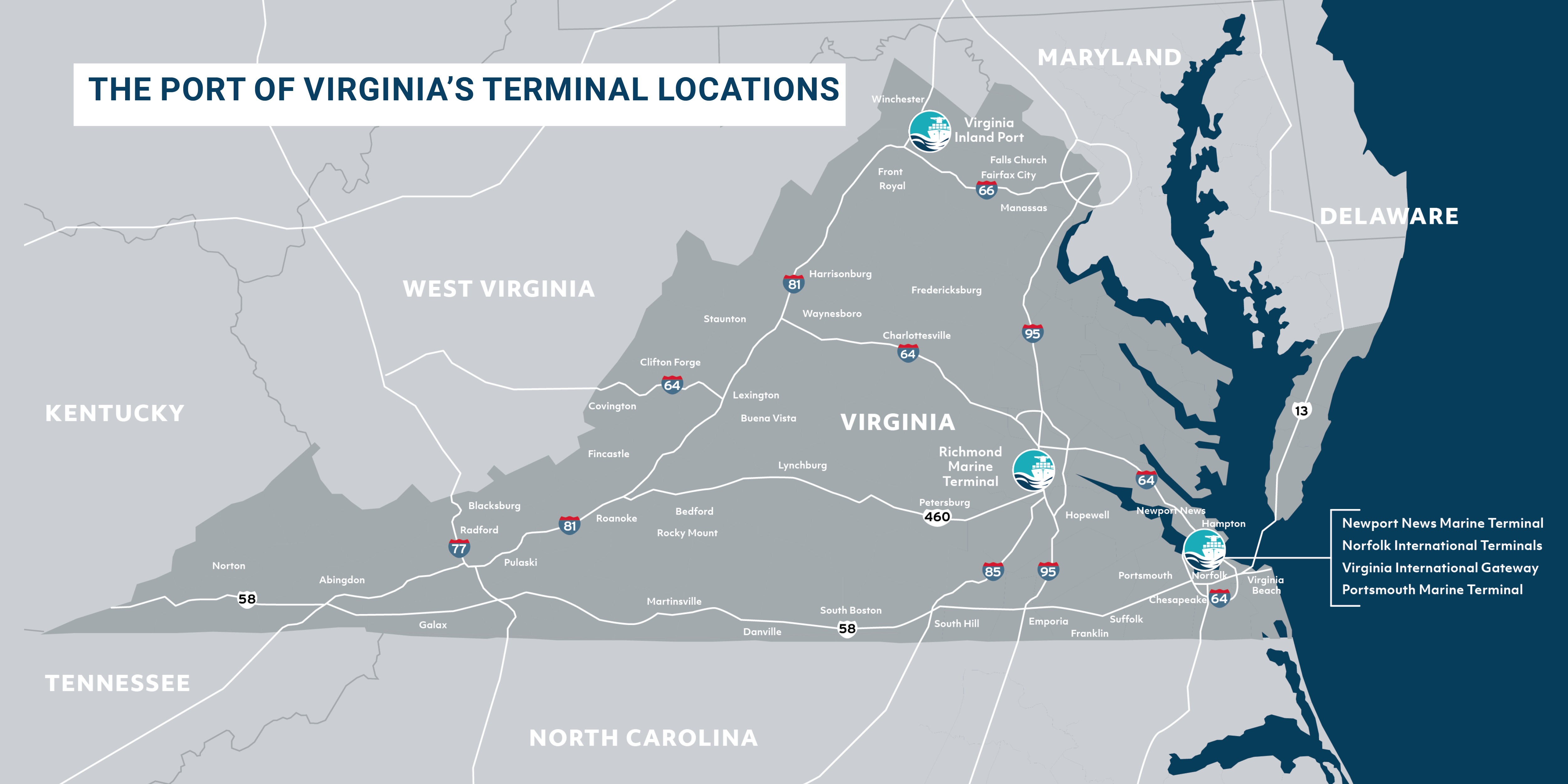 Port of Virginia's Terminal Locations