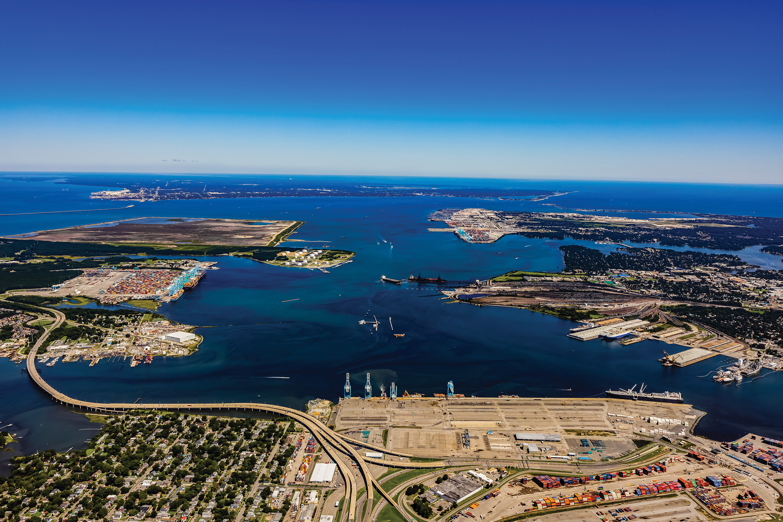Aerial image of Port of Virginia Harbor