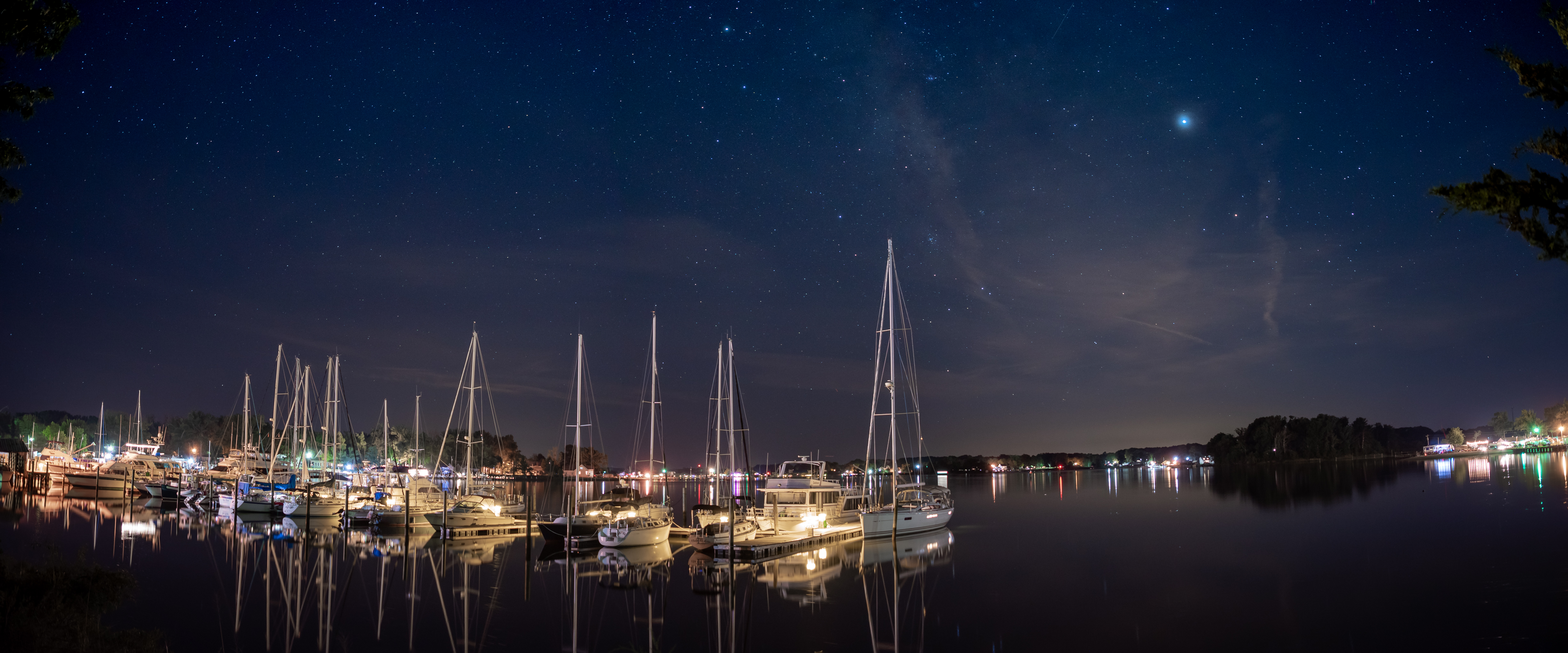 Boats at Colonial Beach Under the Stars