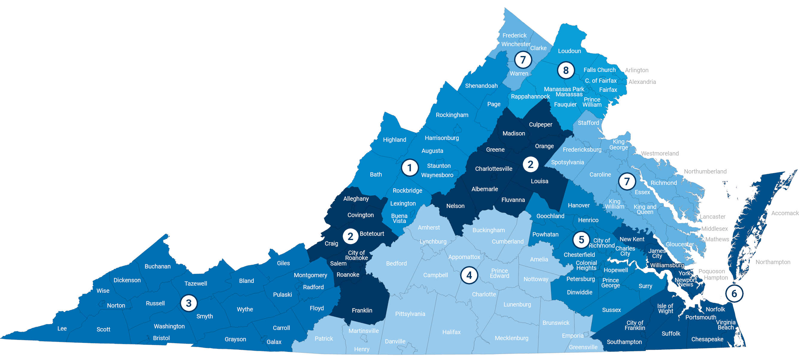 Blue map showing the 8 RTSBO regions