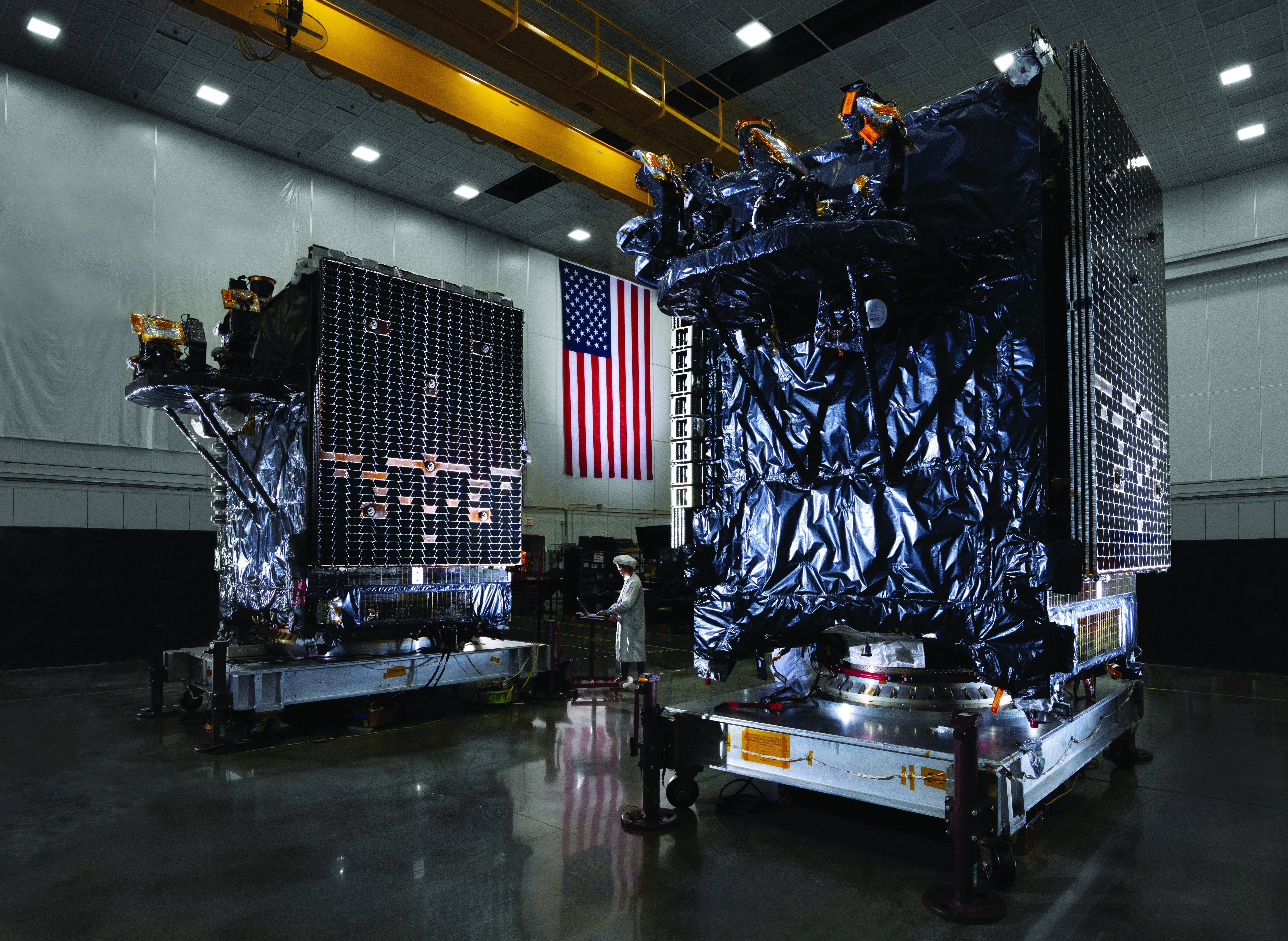 A Northrop Grumman employee working on aerospace equipment