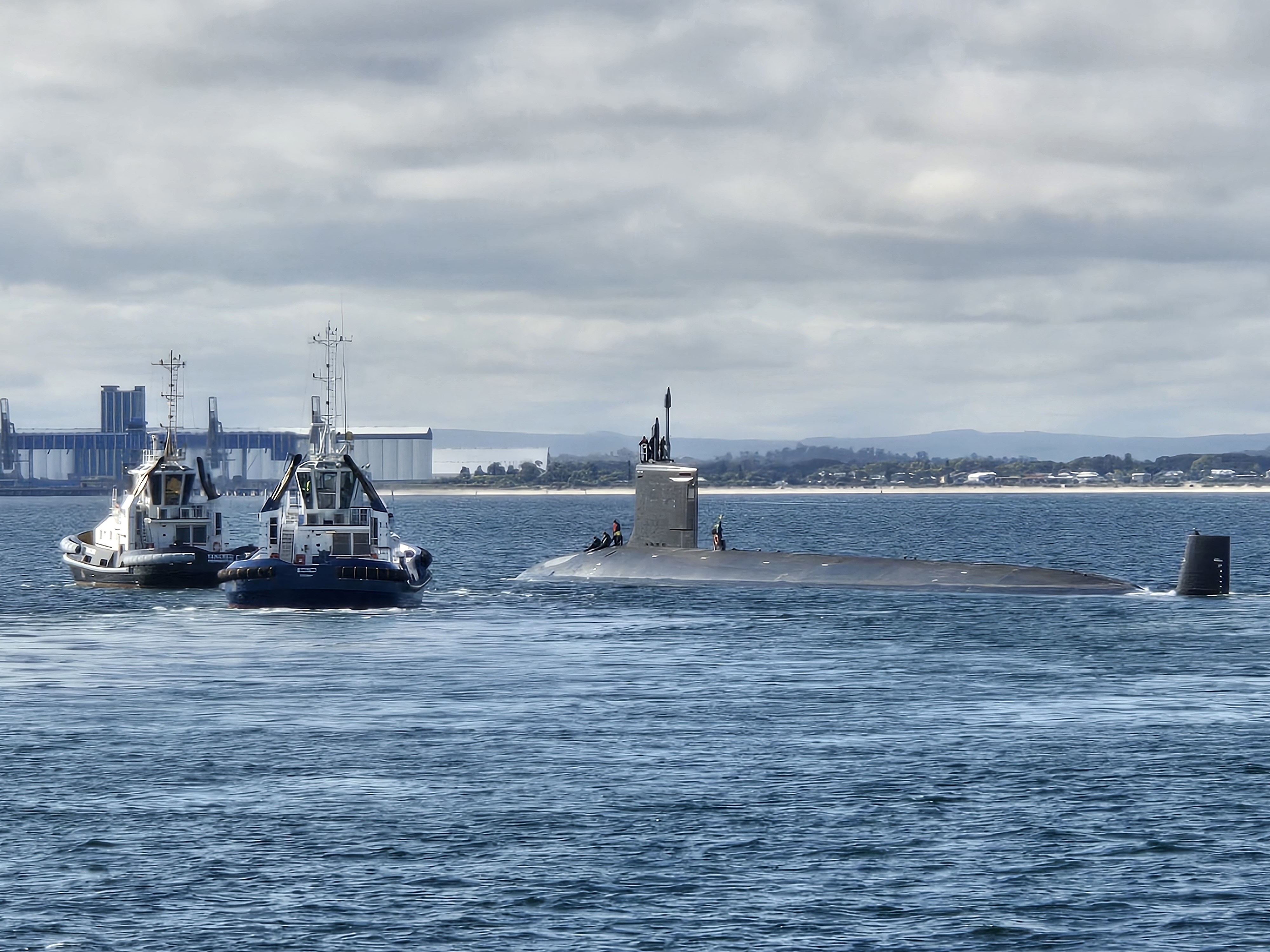 USS Hawaii submarine in water 