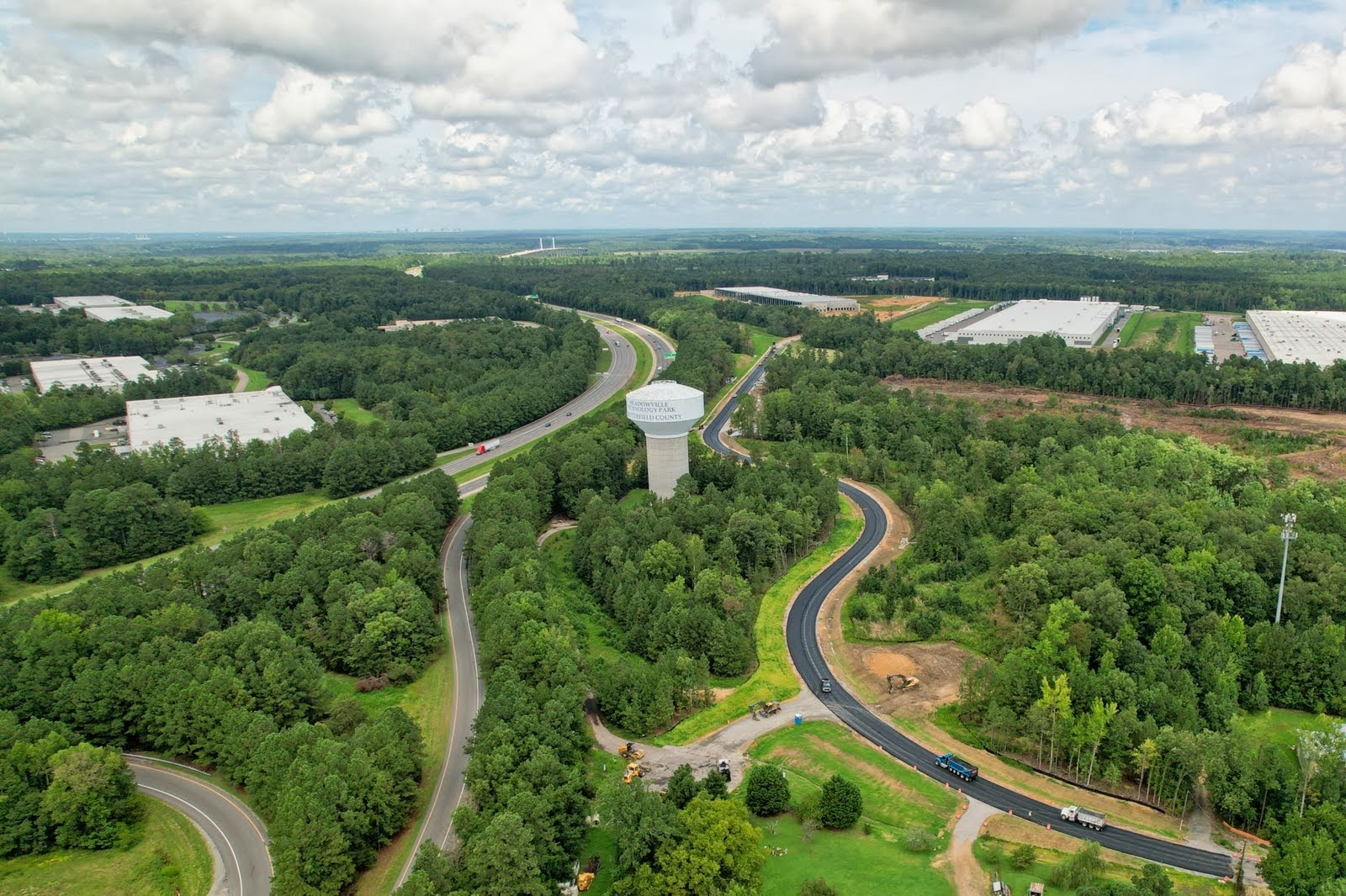 An aerial view of Meadowville Technology Park