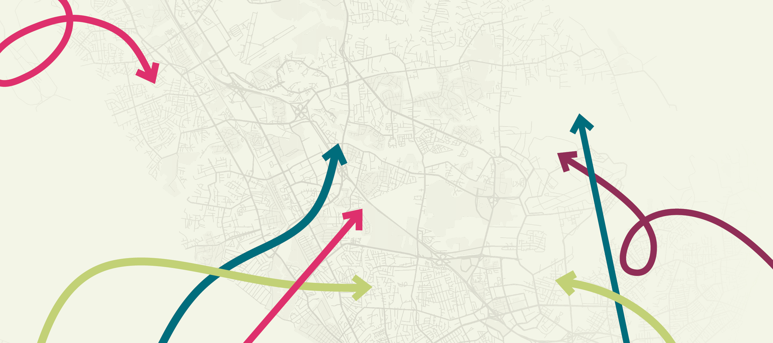 Graphic layout of a map with a variety of arrows overlayed