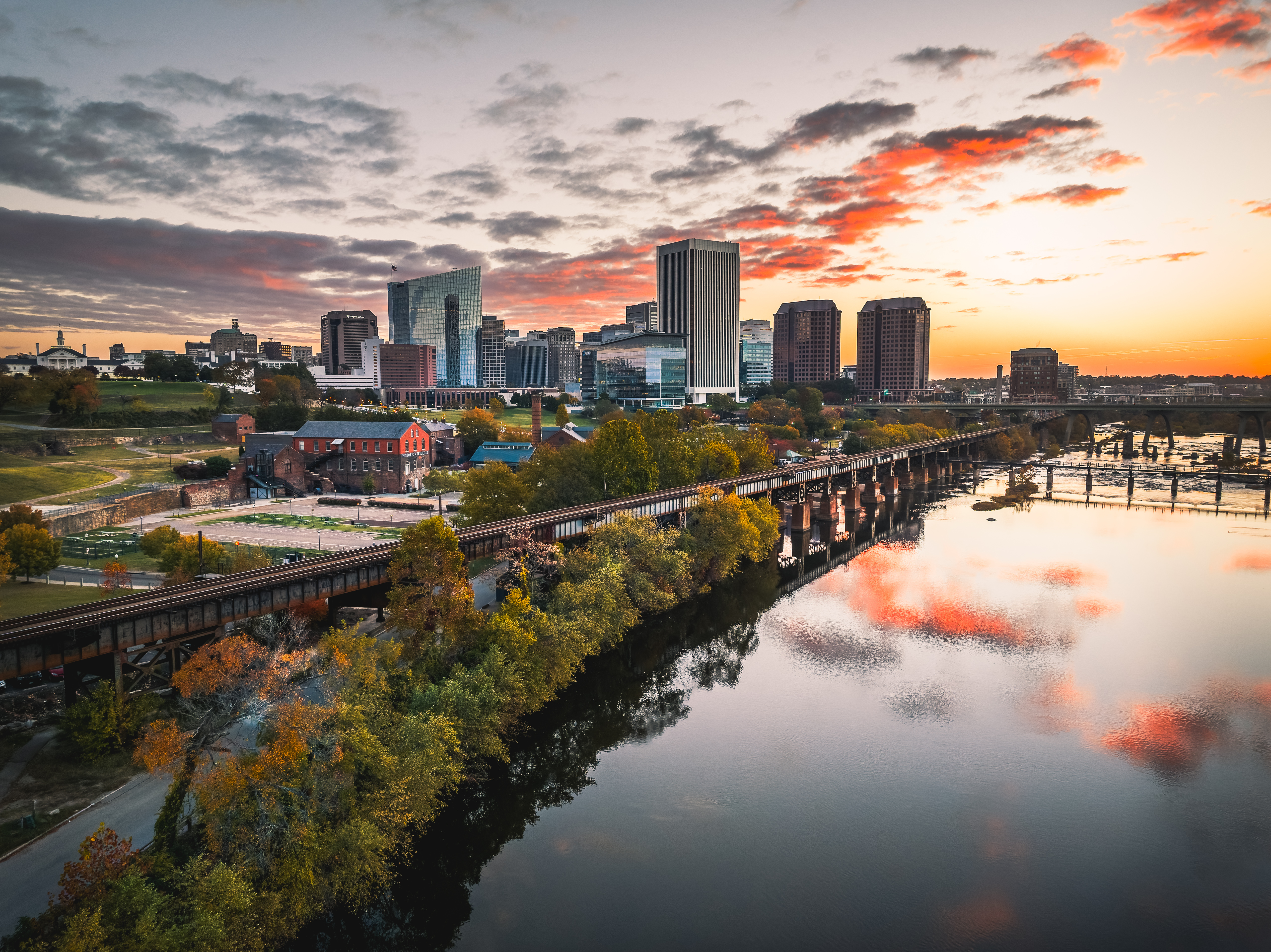 Skyline Railroad Tracks with sunset.