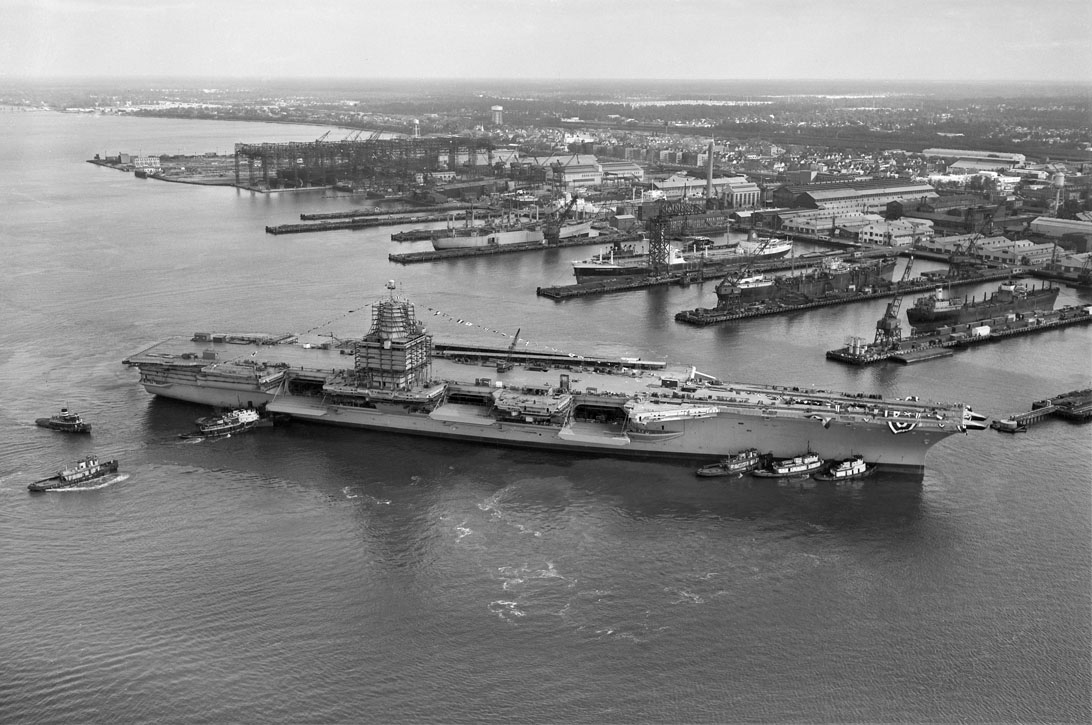 USS Enterprise Ship in black and white 