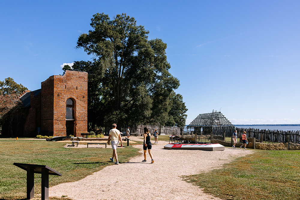 Jamestown Settlement is an immersive museum of 17th-century Virginia history and culture at the site of the first permanent English settlement in North America. Visitors can tour the site’s original church tower.