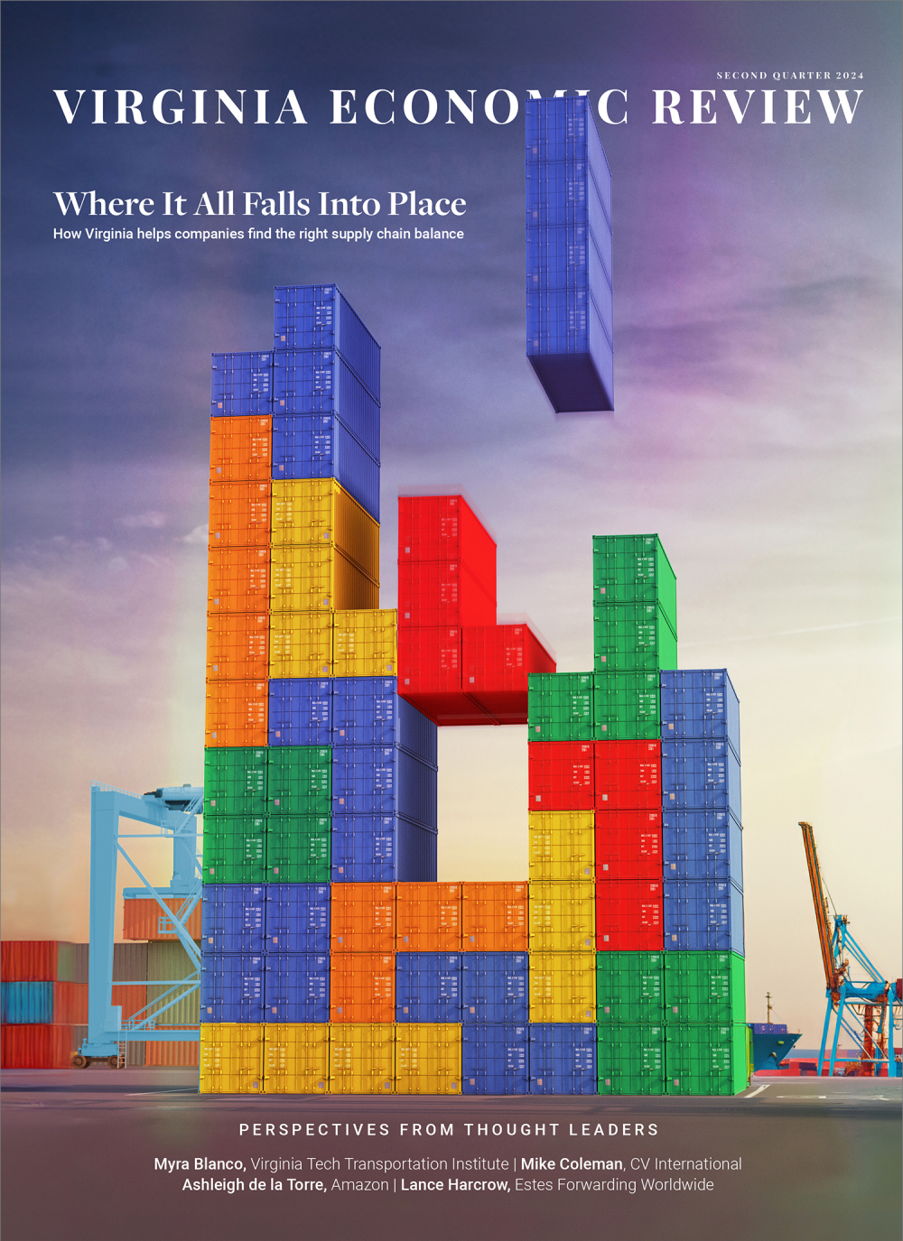 VER Q2 2024 Full Cover Imagery featuring shipping containers in a puzzle format