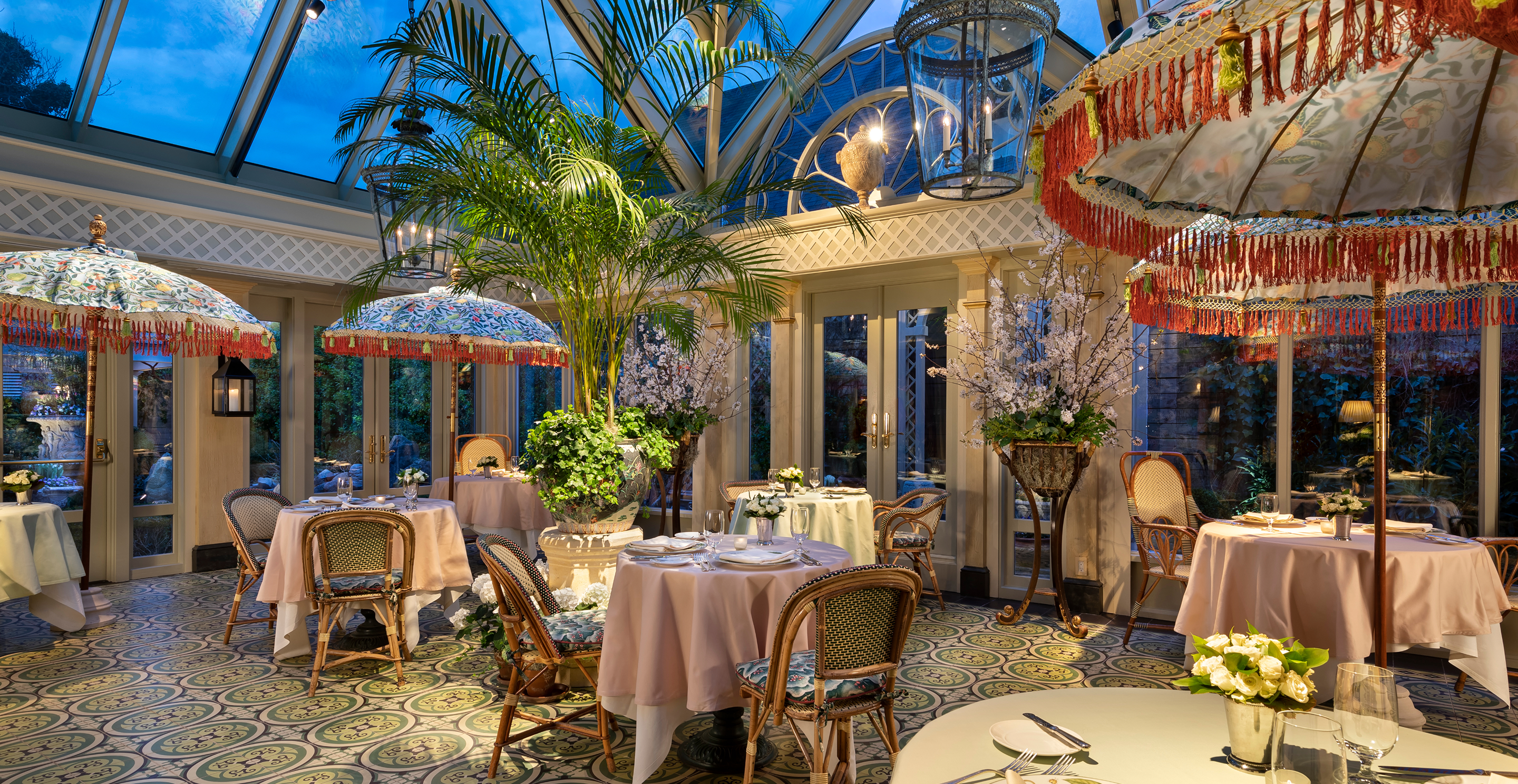 Fancy tables in a restaurant dining room