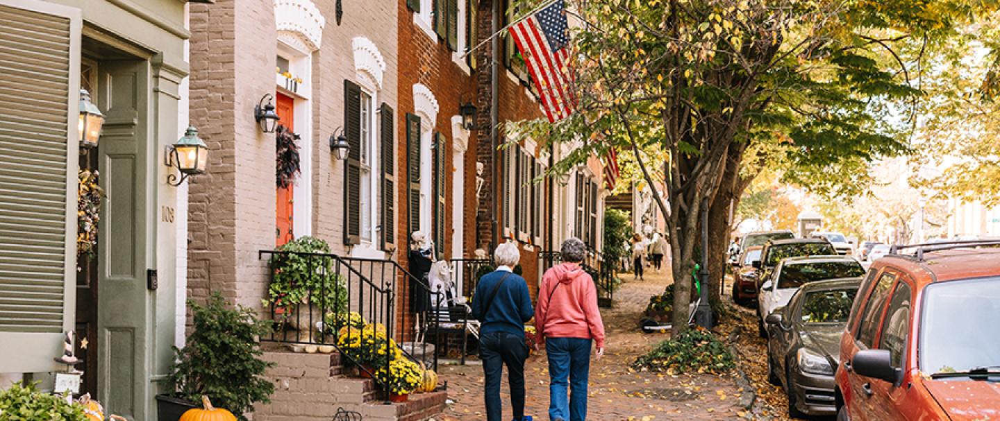 Old Town Alexandria’s brick sidewalks, historic appeal, and independent restaurants and shops make it one of Northern Virginia’s most pedestrian-friendly neighborhoods.