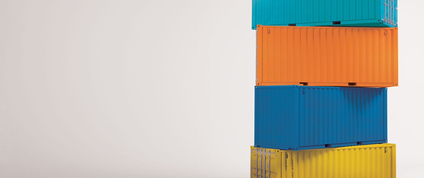 Shipping containers stacked