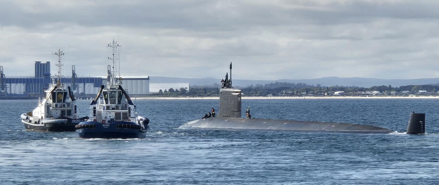 USS Hawaii submarine in water 