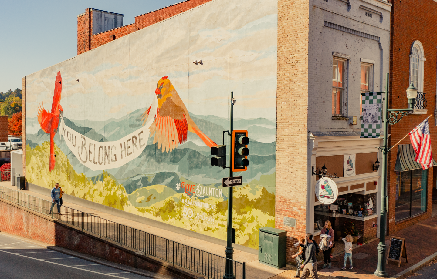Mural in Staunton that reads "You Belong Here."