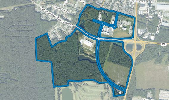 Aerial shot of hampton roads center north campus 