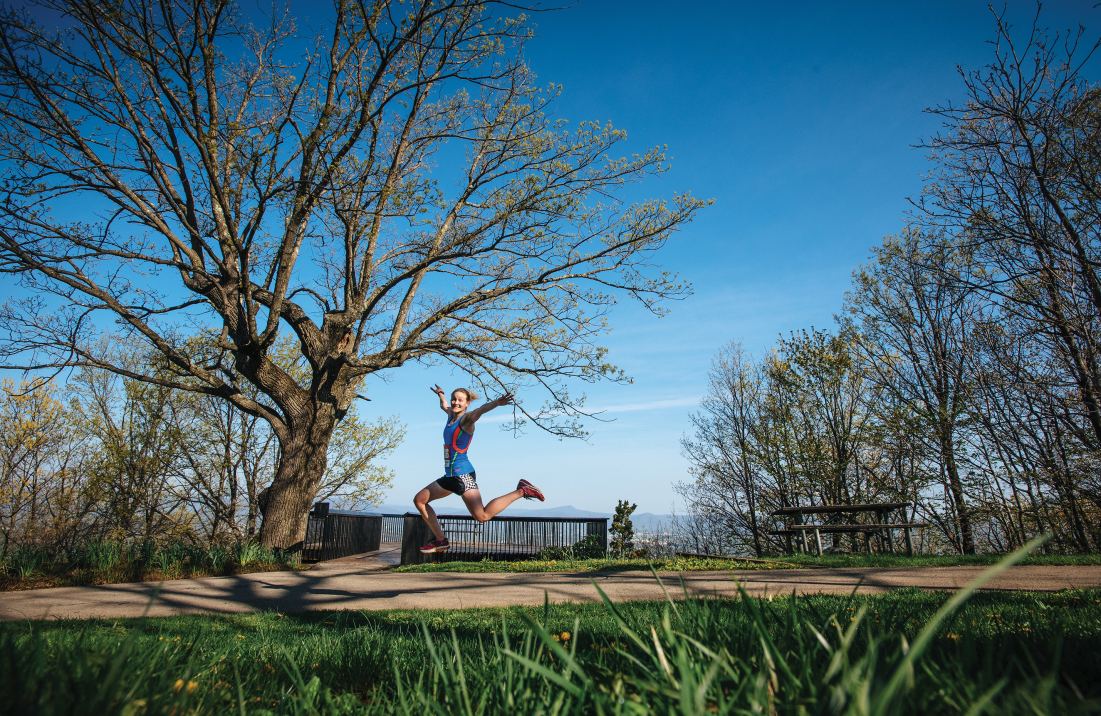 Marathon runner participates in the Foot Levelers Blue Ridge Marathon in Roanoke.