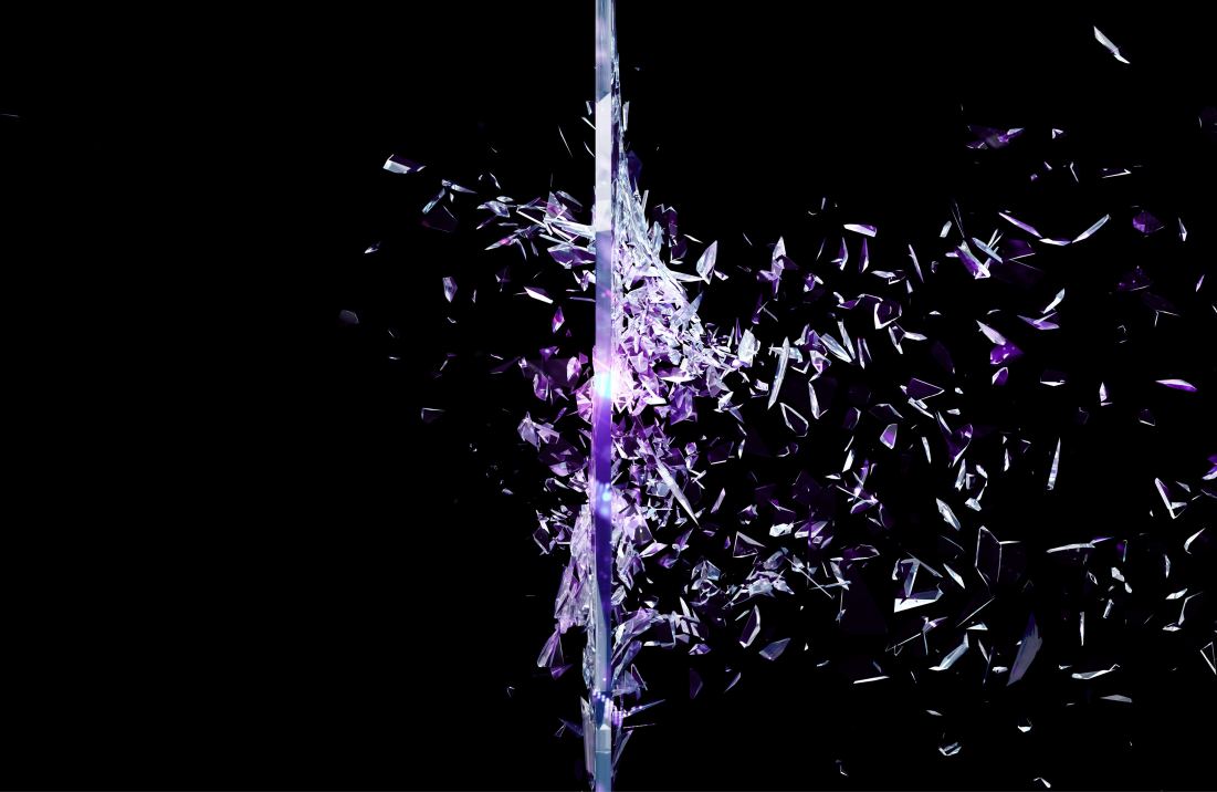 Glass shards fill the right side of screen