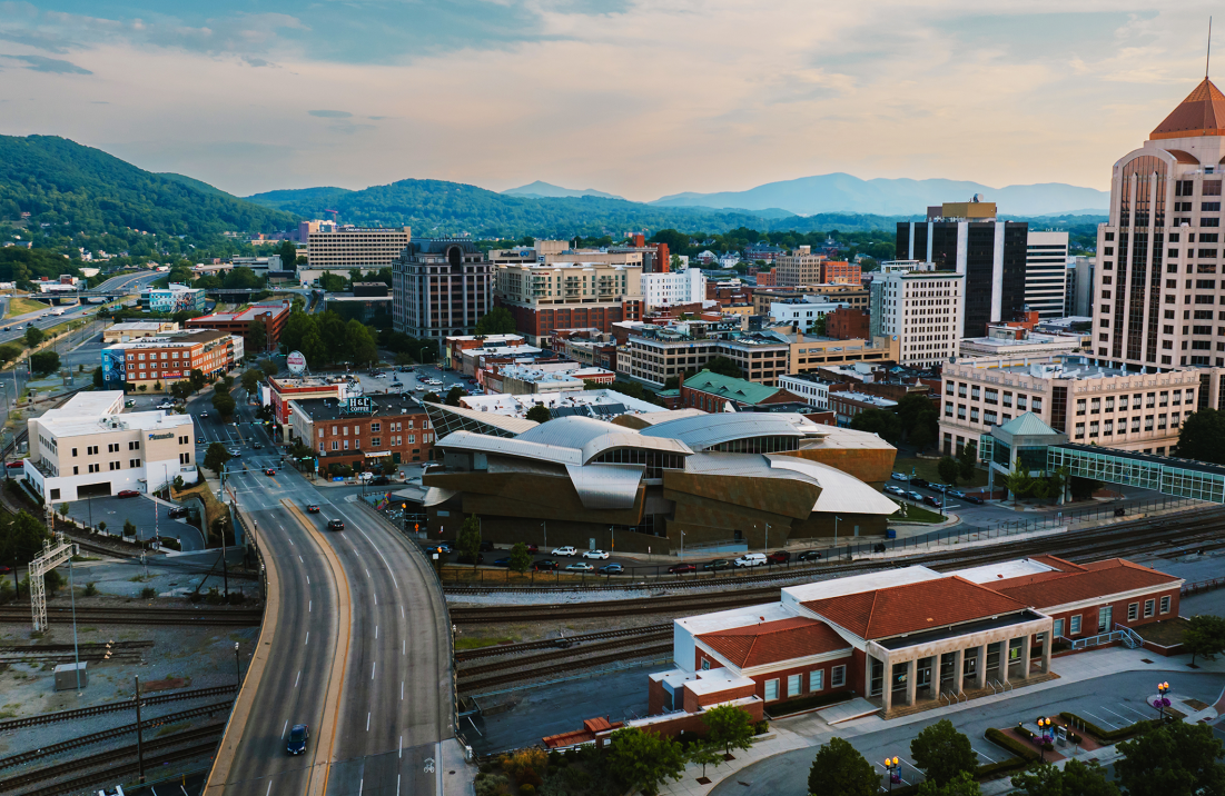 Aerial view of Roanoke, Virginia