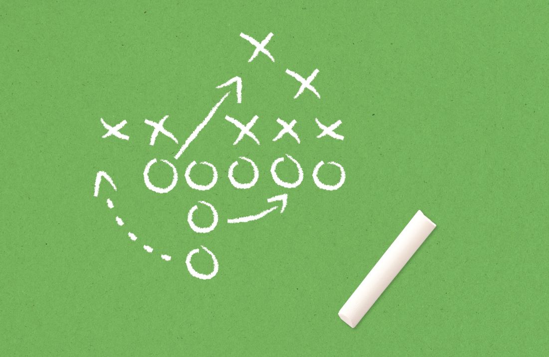 Chalk outlines of Xs and Os similar to a game play design