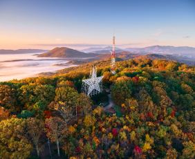 Aerial shot of Roanoke Star skyline