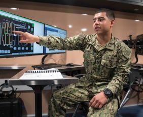 Veteran working with technology